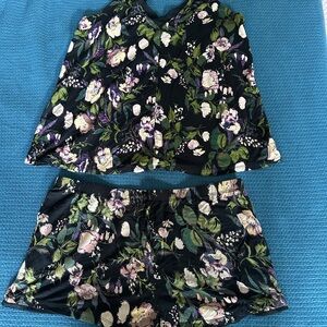 Stars Above Black and Purple Floral Pajama Set